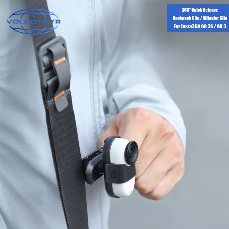

VOLODYMYR for Insta360 Go 3S/Go 3 Backpack Clip Holder Anti-Shake 360 Rotation Sports Camera Clip Mount for Insta360 Go 3S