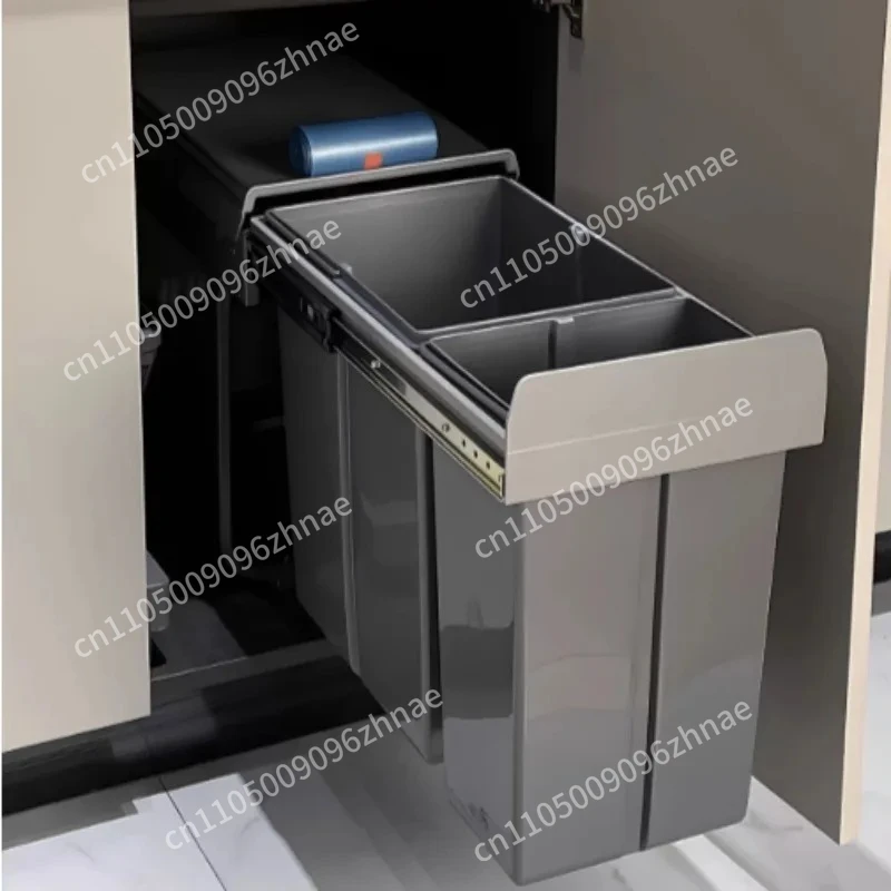 Modern Embedded Kitchen Bins Simple Dry Wet Separated Pull Type Waste Bins Creative Convenient Multifunctional Home Decoration