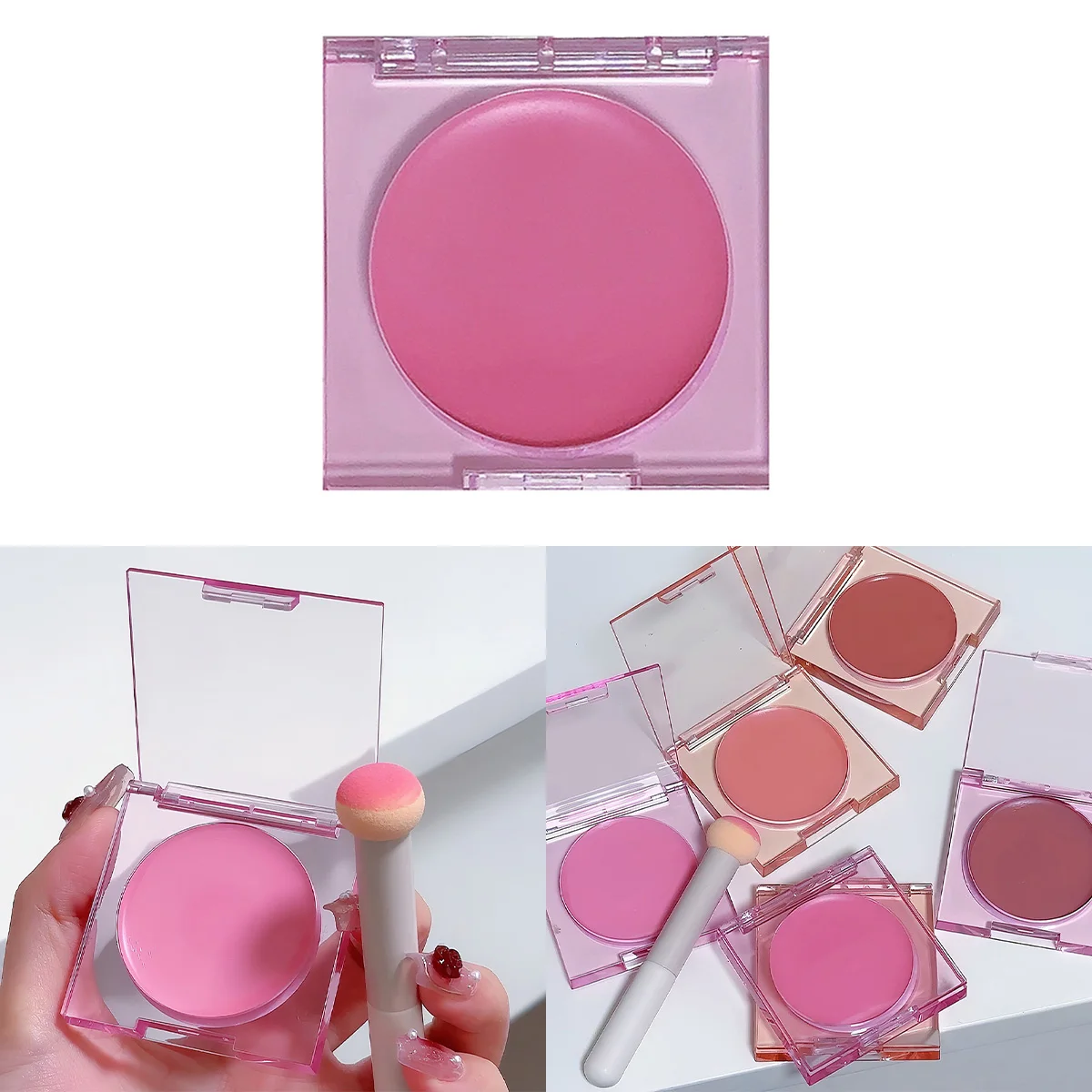 Blush brilhante do pó facial para a composição, 4 cores, cosméticos naturais