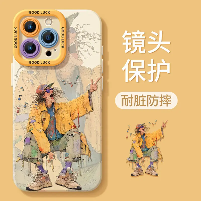 For iPhone15pro phone case New iPhone15 Fall resistant iPhone14 All-inclusive iPhone13 Lonely Clown iPhone12