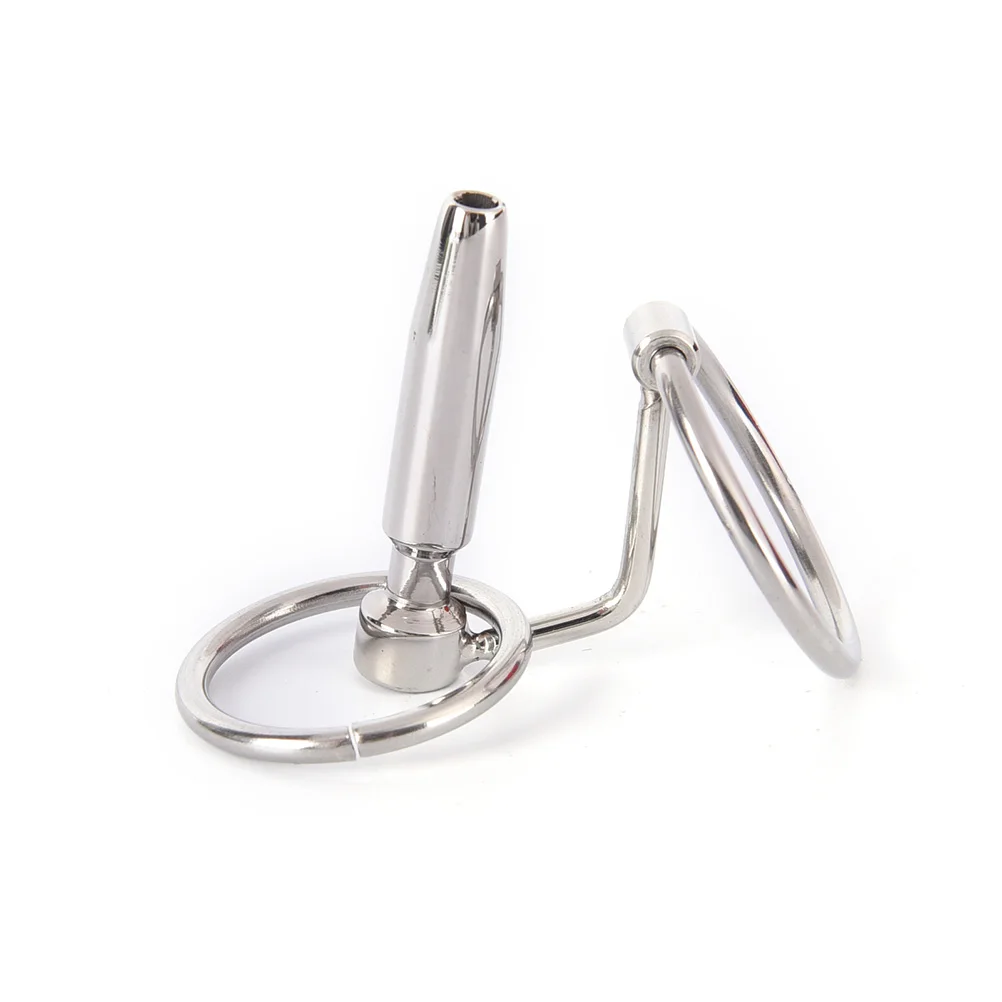 Stainless Steel 45mm Urethral Sound Dilators Hollow Penis Plug With Glans Rings Sex Products For Men Male Chastity Device