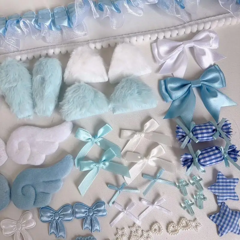 DIY Bastelzubehör-Set: Spitzenband, Schleife, Engelsflügel, Stern-Ornament, gemischtes Materialset für handgemachte Haarspangen, Schlüsselanhänger und Dekorationen. – Detail 5