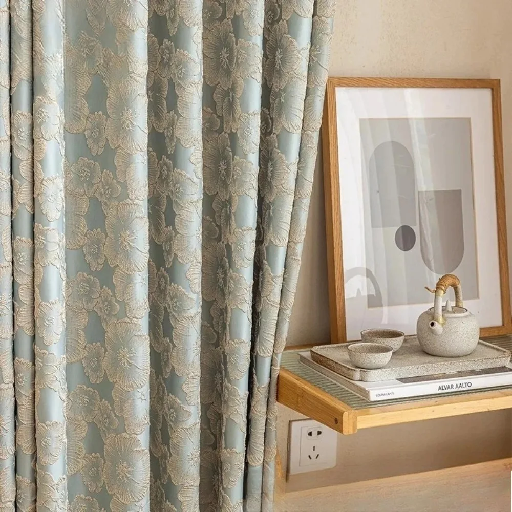 French Precision Jacquard Blackout Curtains Custom Luxury Thermal Insulated for Villa Living Room Bedroom High End Tulle Drapes