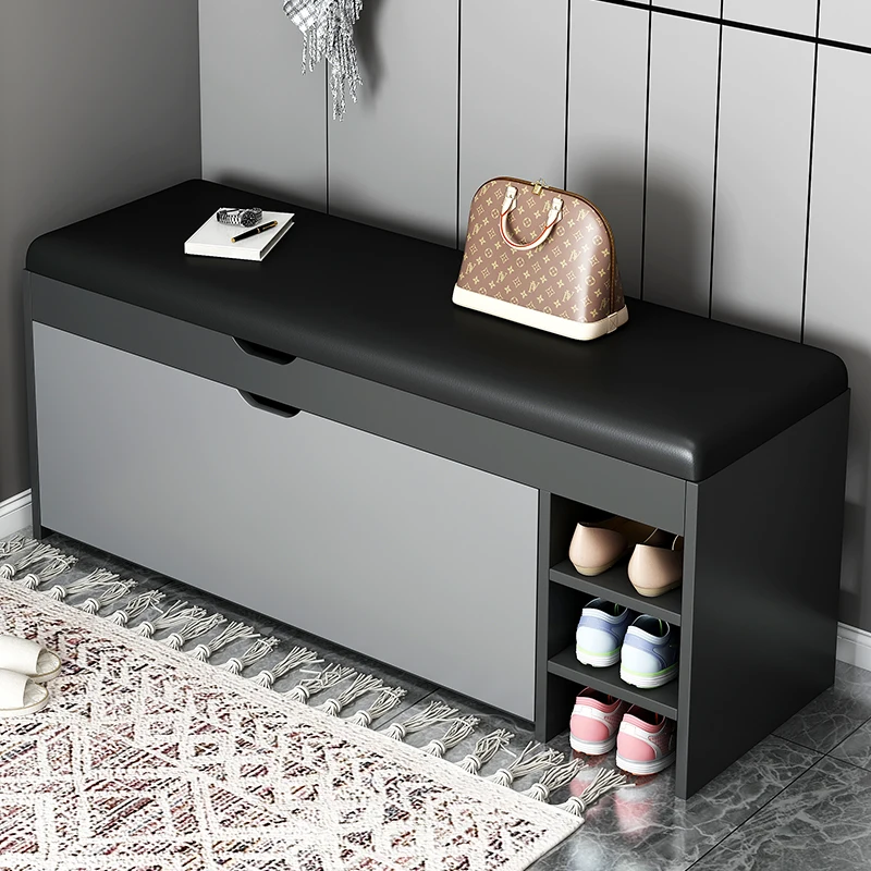 

Lightweight and luxurious shoe changing stool with integrated shoe cabinet and entrance shoe stool