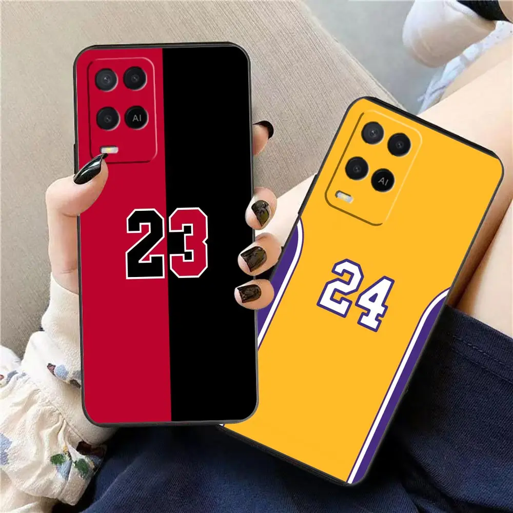 Case For OPPO A94 A93 A83 A79 A78 A76 A74 A73 A71 A59 A57 A55 4G A53 5G A33 A17 A16 A15 Case Basketball Uniform Number 23 24