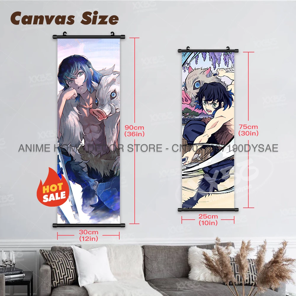 Dämonentöter Poster Rengoku Kyoujuro Scrolls Bild Azuma Zenitsu Hängende Gemälde Hashibira Inosuke Home Decor Wandkunst – Detail 4