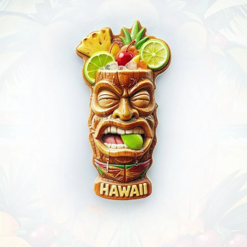 Hawaii Cocktail Fridge Magnet - Vibrant 3D Tropical Drink Souvenir Unique Beach Gift for Travel & Tiki Bar Home Decor