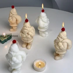 Back Gift Santa Silicone Candle Mold 3d Santa Statue Crafts Plaster Resin Making Tools Christmas Party Decorating Supplies