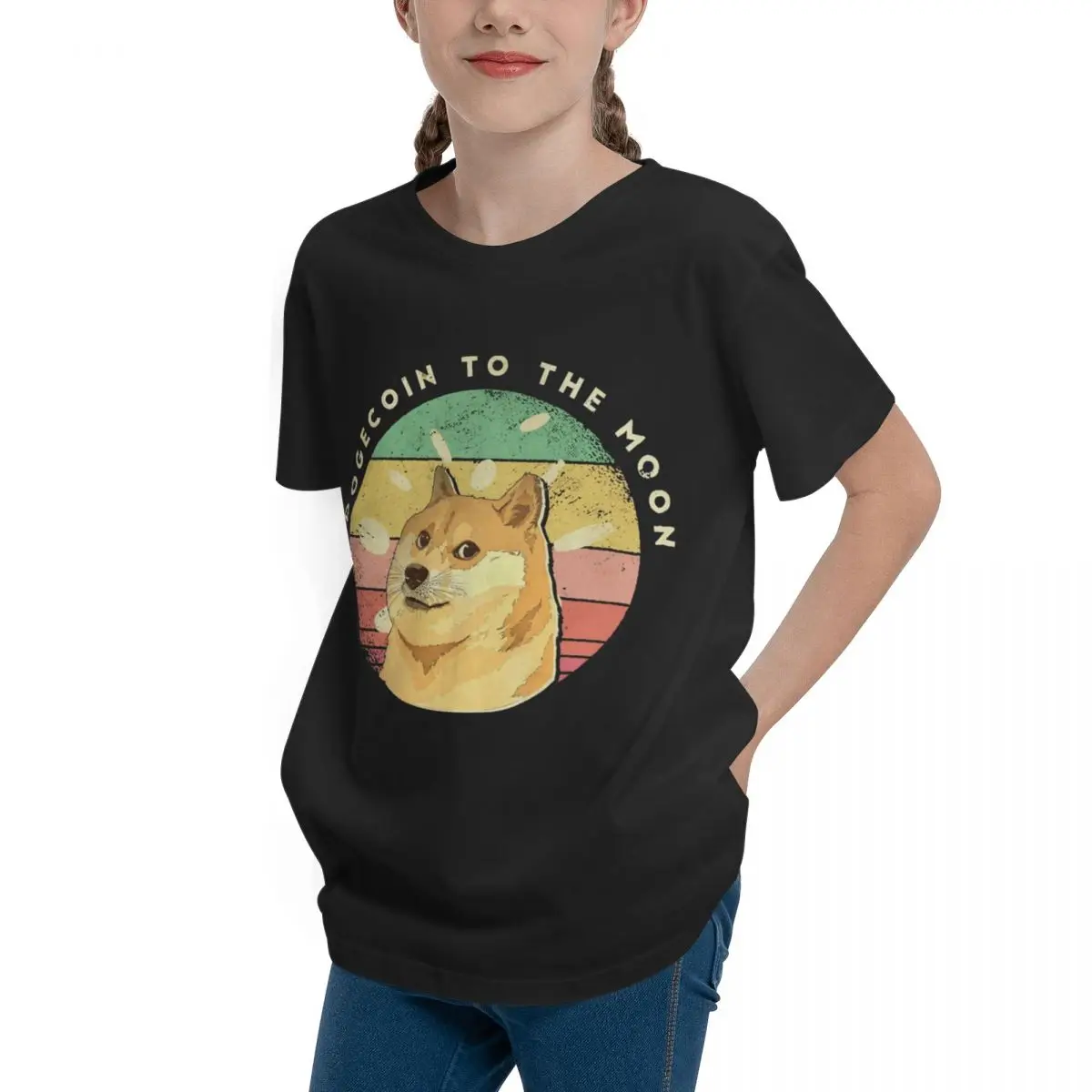 Dogecoin To The Moon For Sale Al Top quality T-shirts Hipster Casual Home Round neck Teeanger T-Shirt