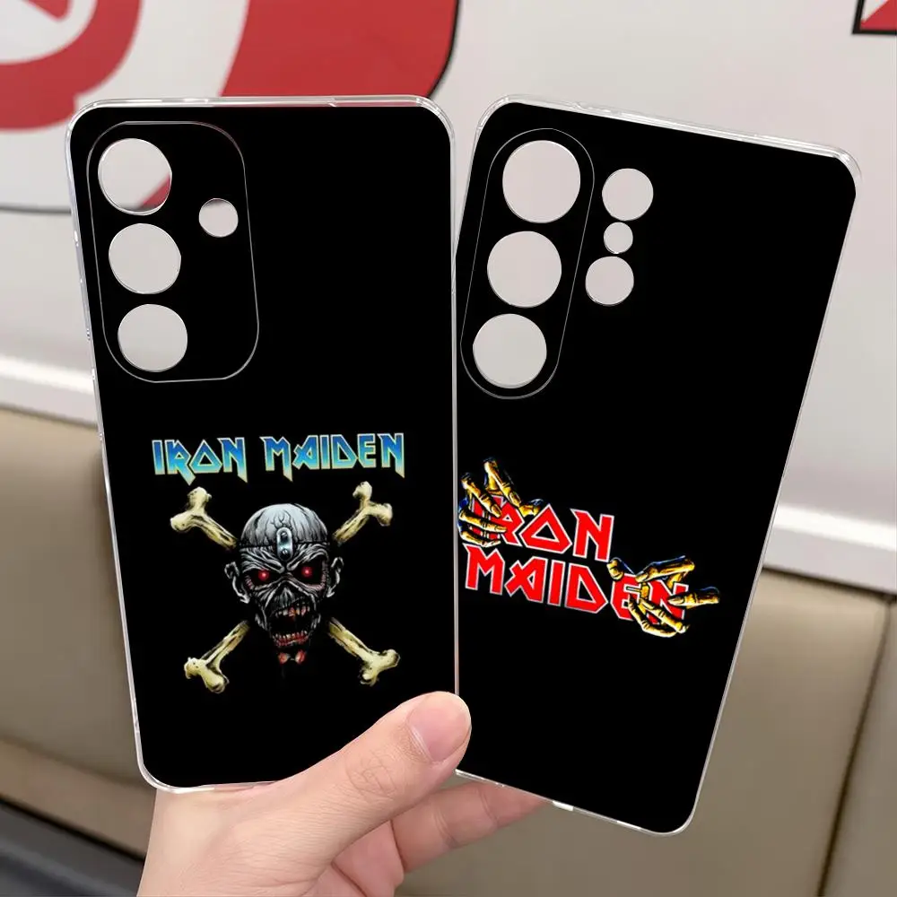 Cool Band Iron Maiden Phone Case For Samsung S26 S25 Edge S24 S23 S22 Ultra Plus FE A55 15 16 4G 5G Shockpoof Transparent Cover