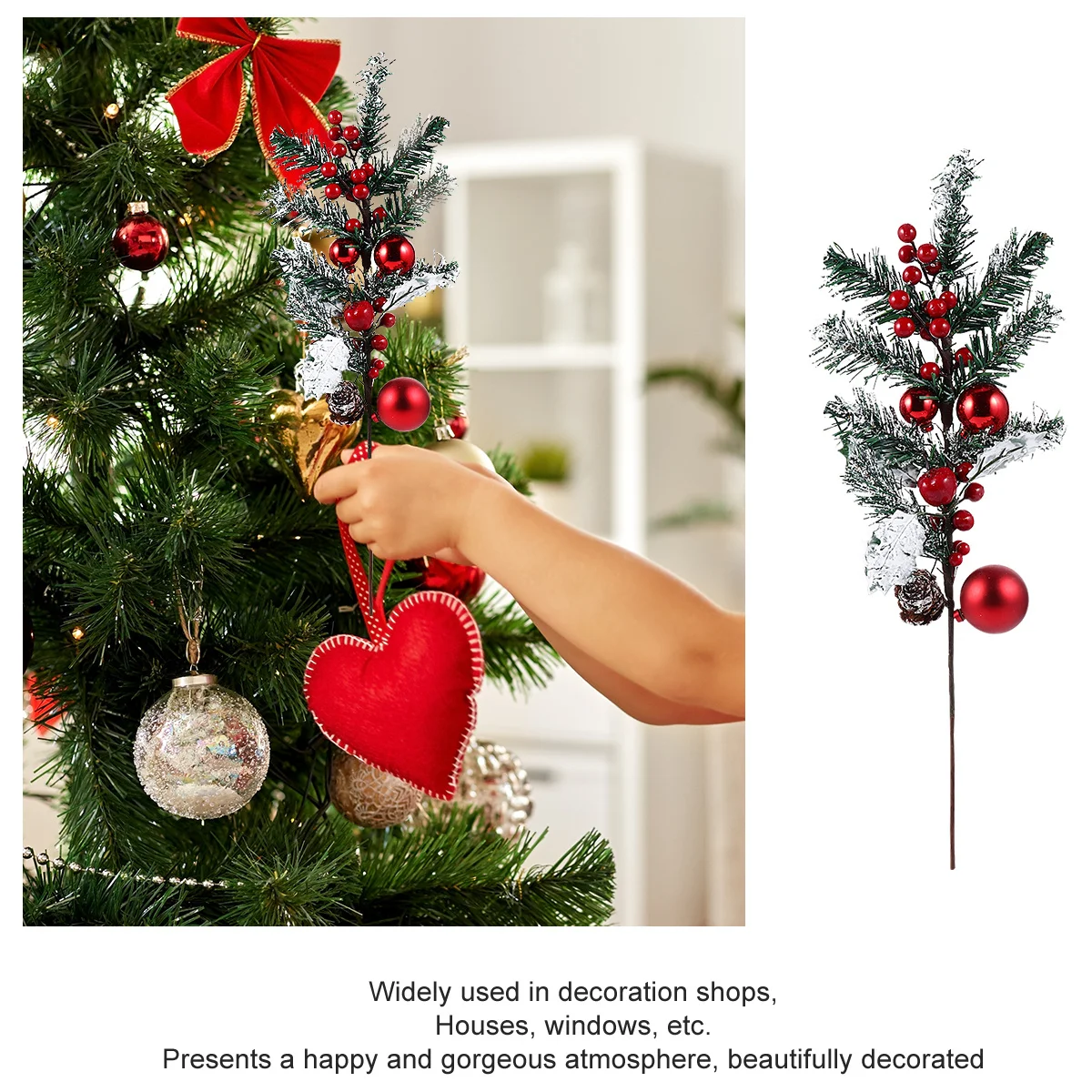 

2Pcs Pine Picks Realistic Artificial Christmas Pine Branches for Holiday Decor Xmas Tree Centerpiece Arrangement Fake Plant