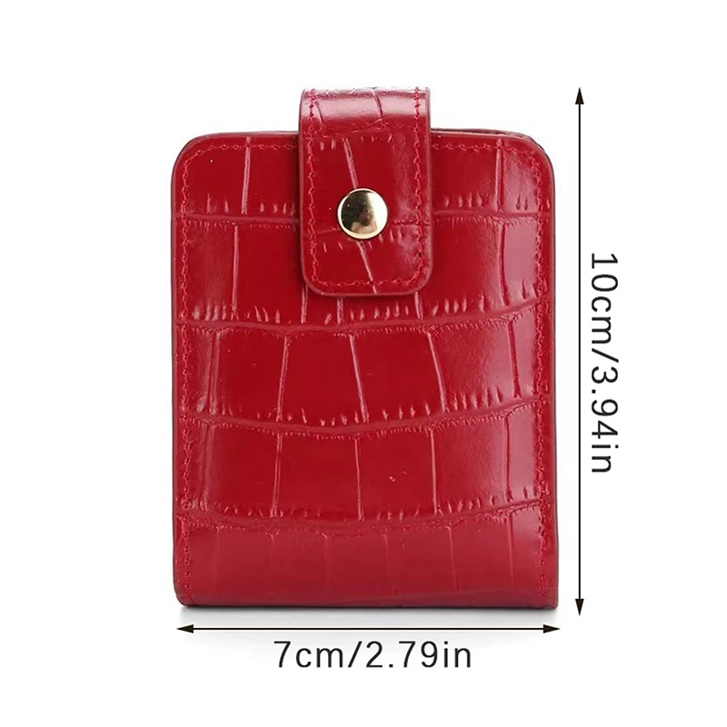 Mini Portable Lipstick Bag With Mirror Minimalism Cosmetic Bag With Button Crocodile Embossed Women's Makeup Storage Case