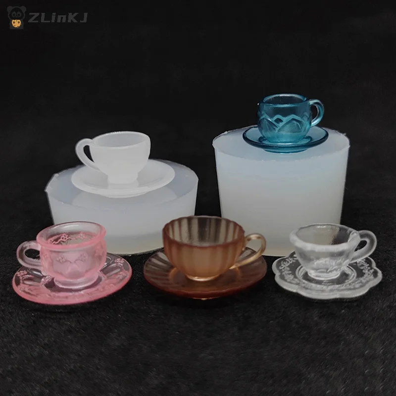 ▶1Set Dollhouse Food And Play Miniature Tea Cup Silicone Mold UV Epoxy Turnover Mold Doll Accessories Toy Scene Decoration view 3