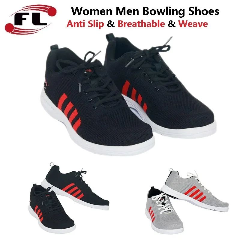 

Women Men Right Hand Non-slip Bowling Shoes Unisex Breathable Weave Sneakers Beginner Lace-up Lightweight Bowling Shoes 35-46