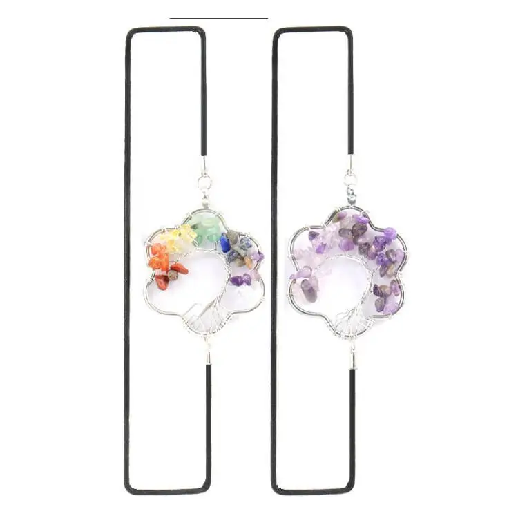 

Floral Tree Of Life With Elastic Rope Bookmark Colorful Gravel Braid Healthy Reiki Mineral Rock Crystal Handmade Bookmark
