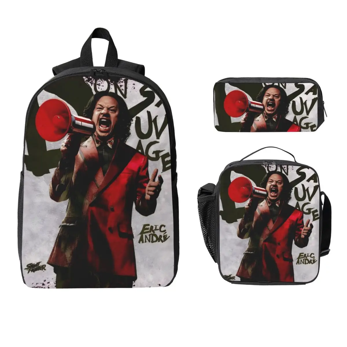 3Pcs Streets Fighters 2026 School bags Set for Children Pencil Boxes Backpack Sets with Lunch Box For School Students Knapsack