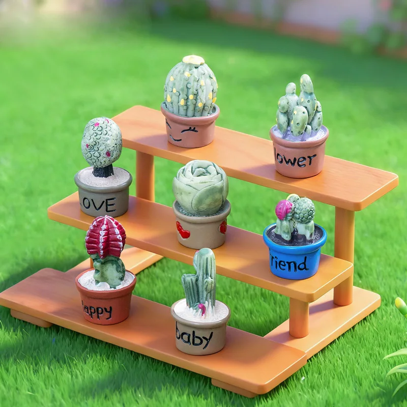 Mini Potted Plant Flower Cactus Miniature Figurine Landscape Home Kawaii Room Decor  Fairy Garden Decoration Accessory