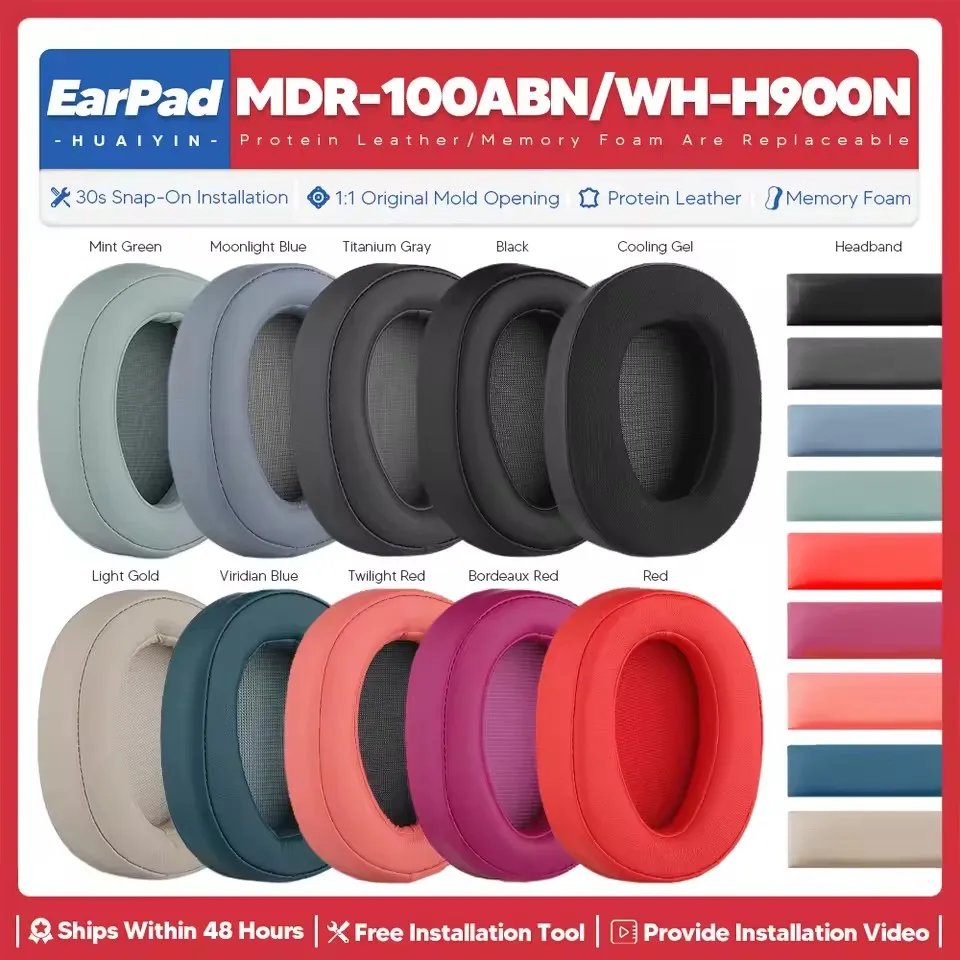 

Replacement Ear Pads For Sony MDR 100ABN WH H900N Headphone Accessories Earpads Headset Ear Cushion Repair Parts Protein Leather