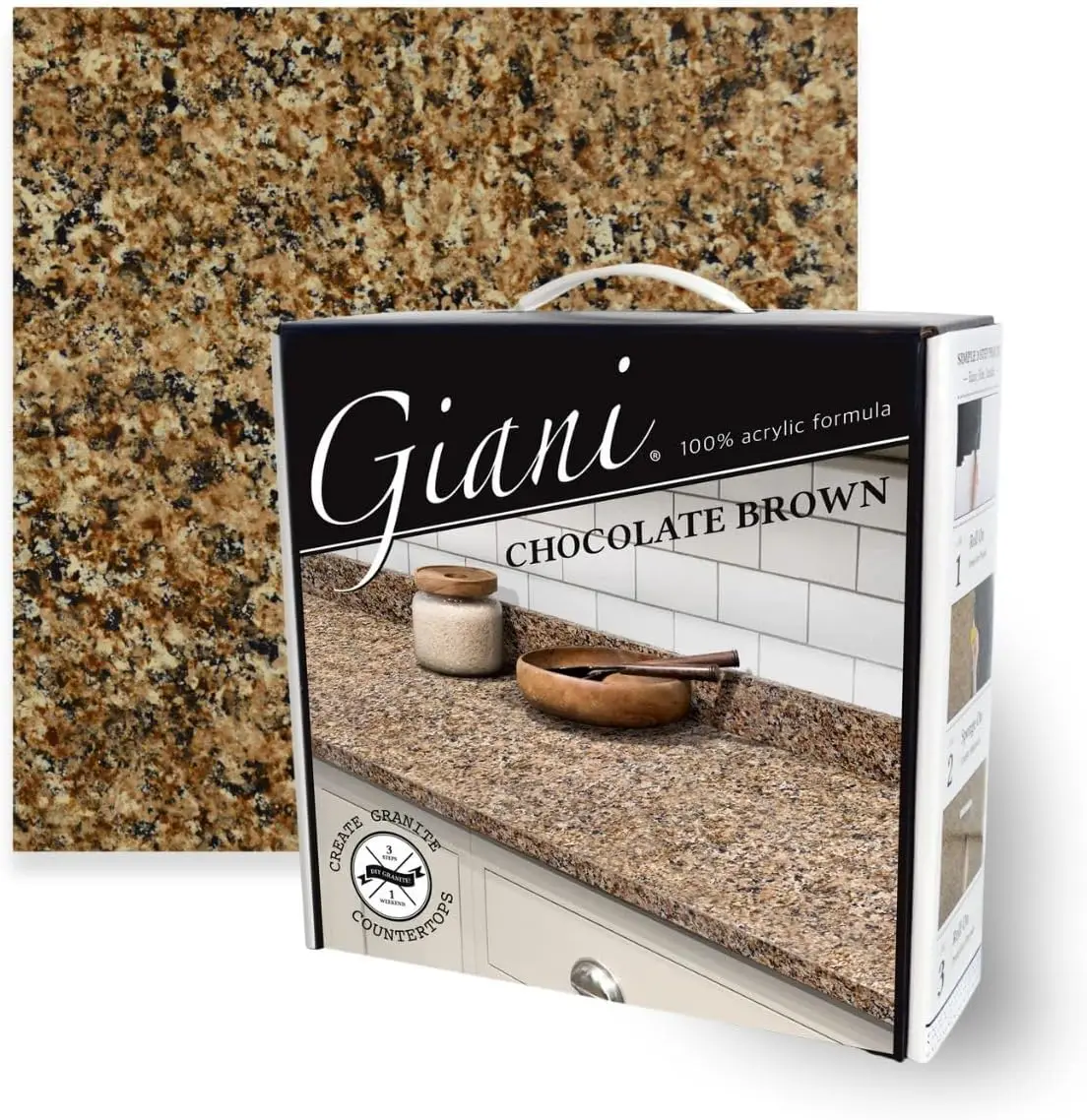 

Chocolate Brown Granite Countertop Paint Kit - 100% Acrylic, Easy DIY Renovation for Kitchen & Bathroom
