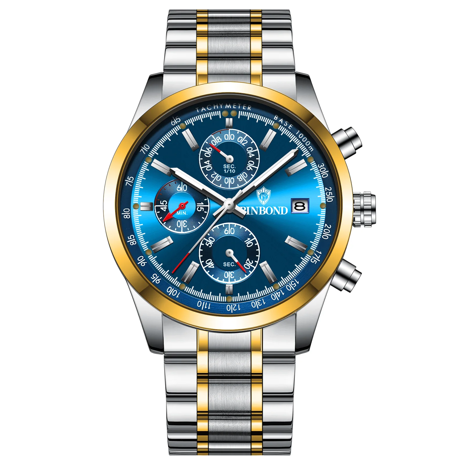 Reloj de lujo de cuero para hombre, cronógrafo de cuarzo, resistente al agua, luminoso, de pulsera, deportivo