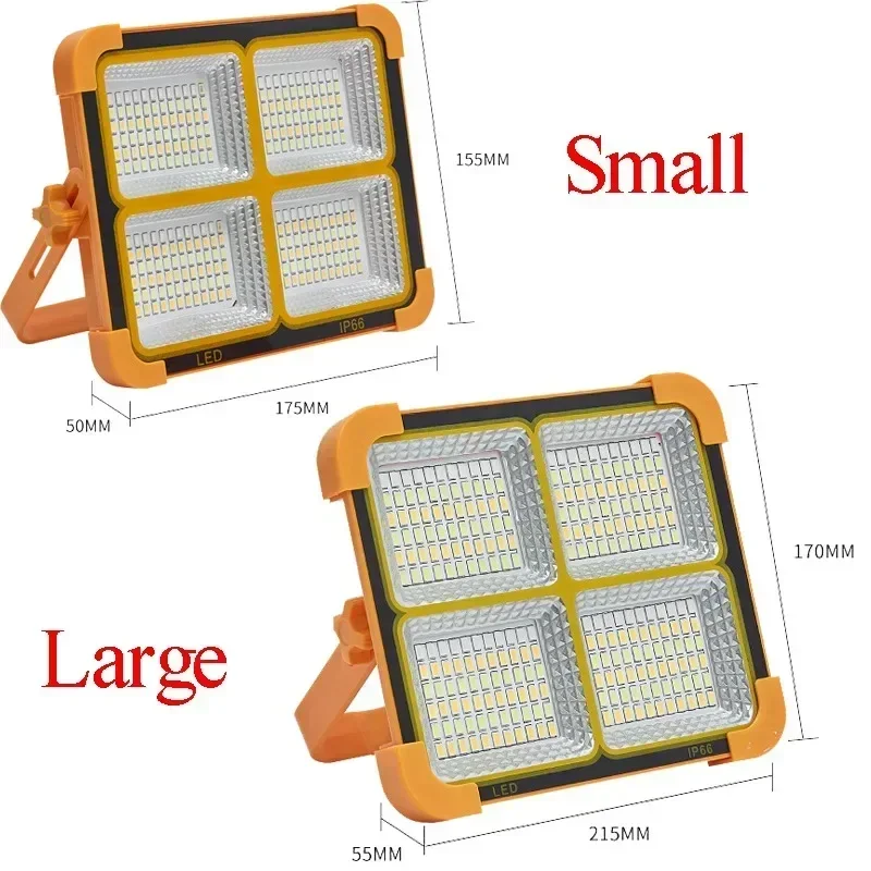 Projecteur Solaire LED Rechargeable, Éclairage d'Urgence, Lampe Portable de Camping en Plein Air, Étanche IP66, Mise à Niveau