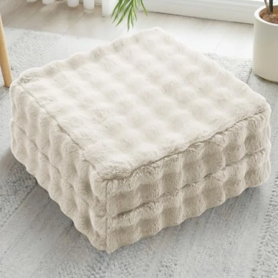

2 Pcs High Density Foam Floor Pillow - Upgraded Large Pillows Seating for Adults - Outdoor Floor Cushion with Soft Tufted Cover
