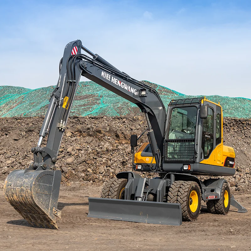 Wheeled Excavator 9Ton Hydraulic EarthMoving Digger With Bucket Attachments Medium Large Wheel Excavators Factory Customization