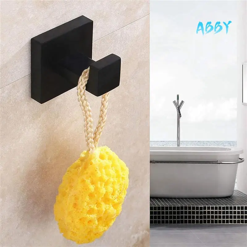 

ABBY-2 Pack матовый черный крючок для полотенец из нержавеющей стали для ванной комнаты, устойчивый к ржавчине крючок для полотенец для одежды, настенный квадратный туалетный кухонный крючок