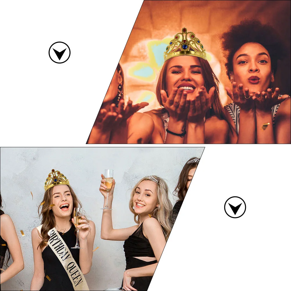 Set di corone per feste di Halloween 2 pezzi Accessorio per costume cosplay re e regina per bambini Festival di compleanno Vestire Corona di plastica Prop