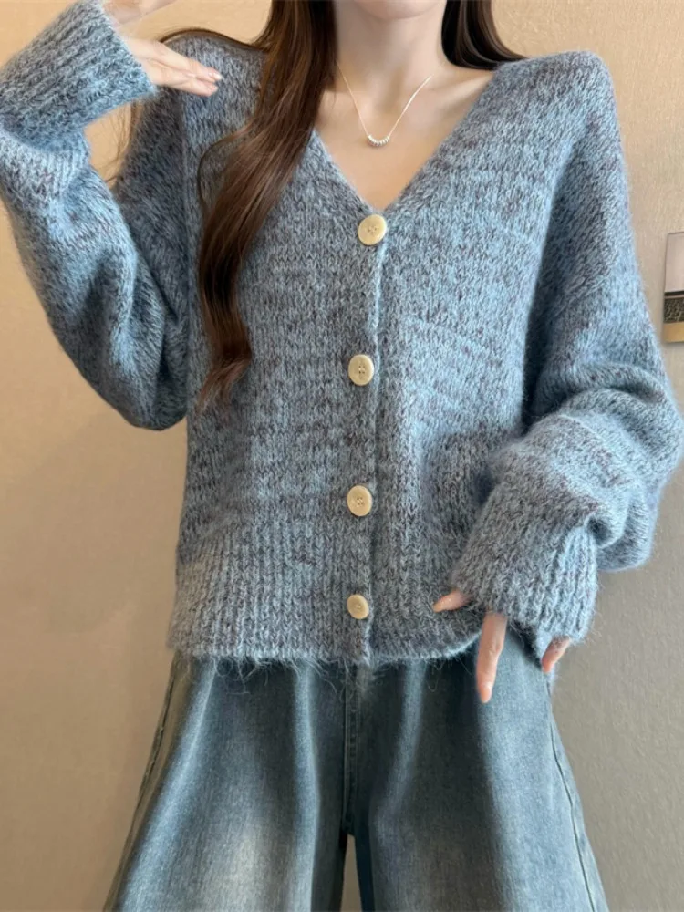 Thiened ort Sve V-Ne Mink Velvet Sweater Coat Women's Winter New Sle Red Cisas Thi Long Sve Knitted irt