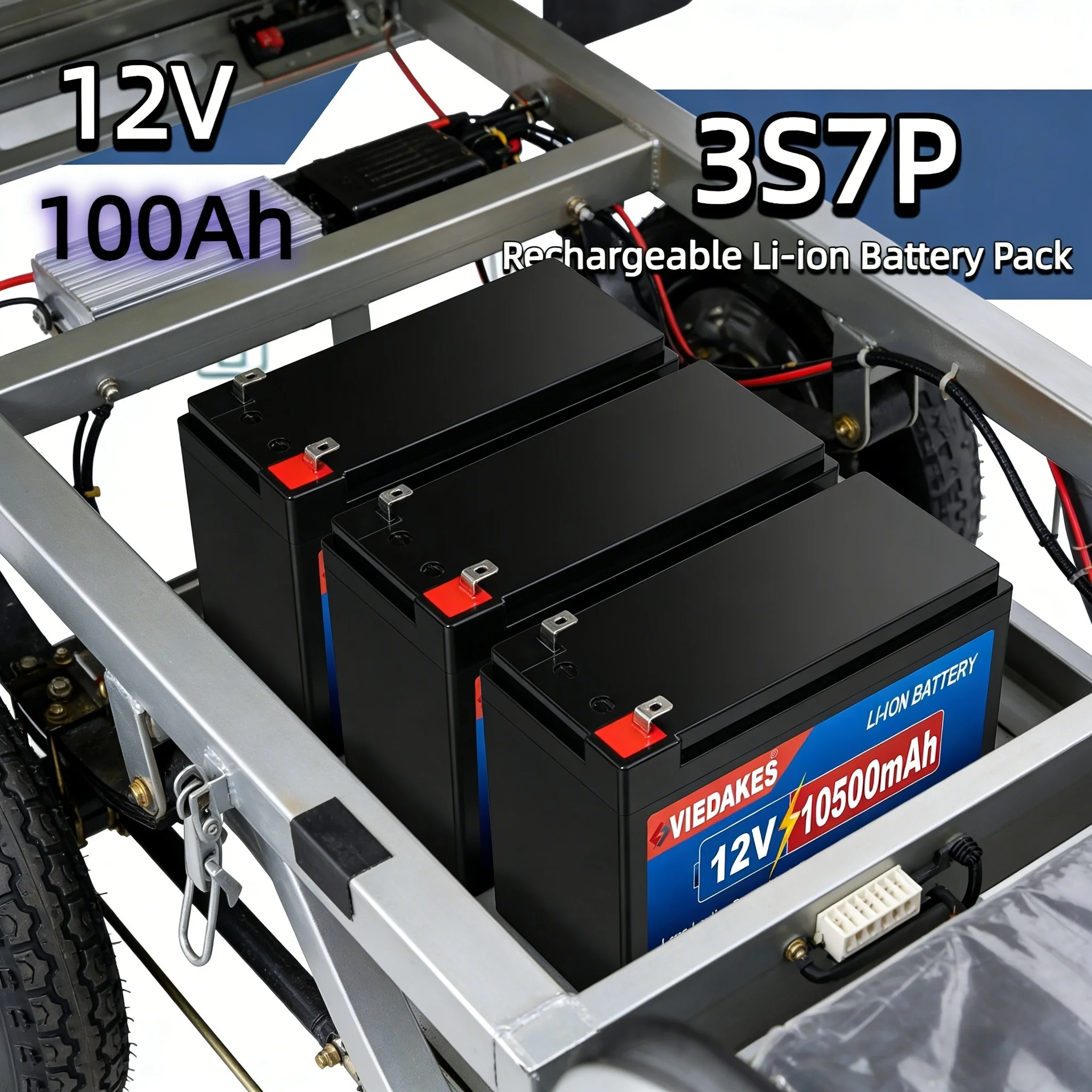 

VIEDAKES Brand New 3S7P 12V 100Ah LiFePO4 18650 Battery Pack Power Bank High Safety for Outdoor Family Activity Power Supply