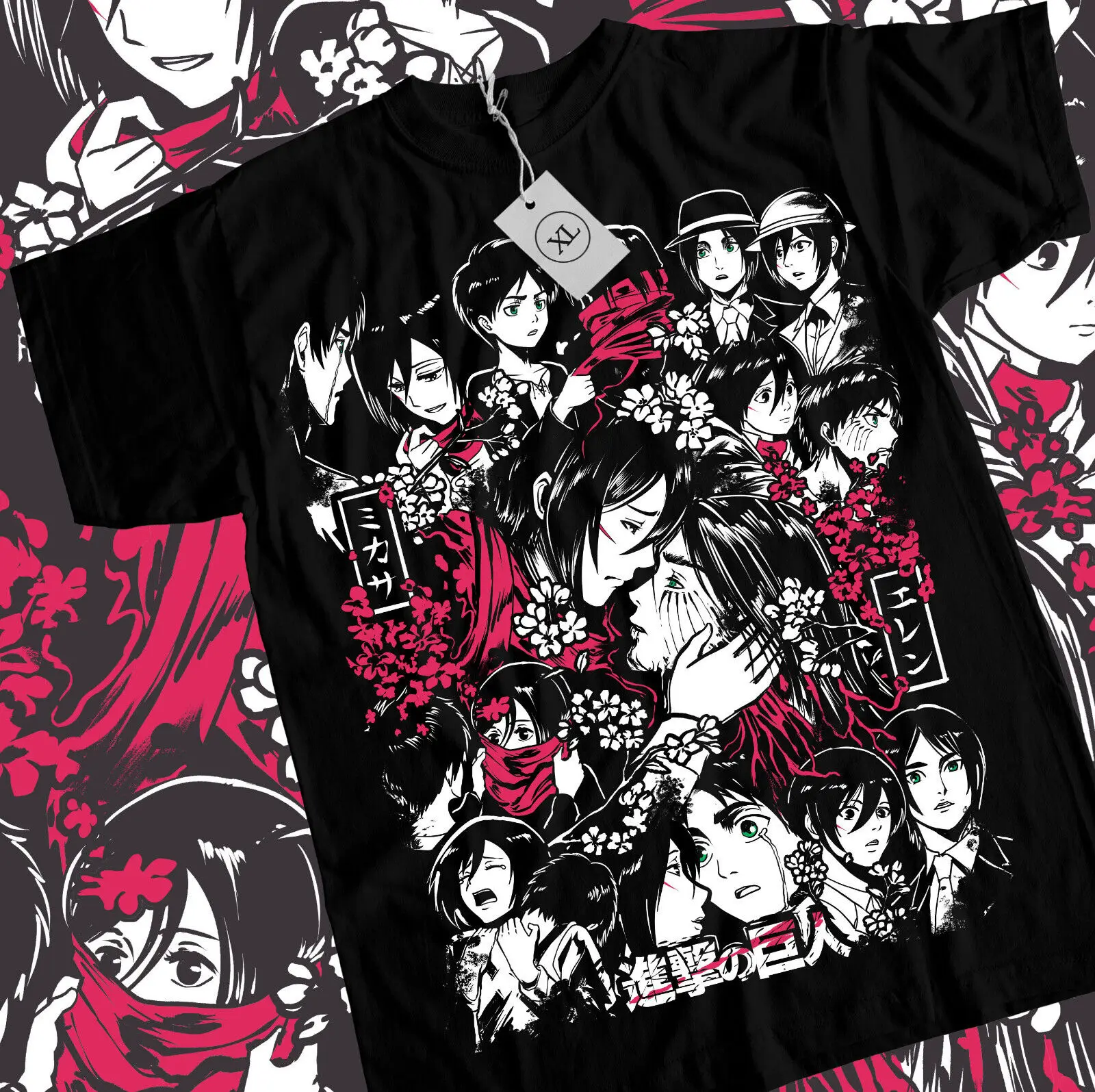 Attack On Titan Mikasa Eren and Mikasa T-Shirt Girl Anime AOT Shirt Tee All Size