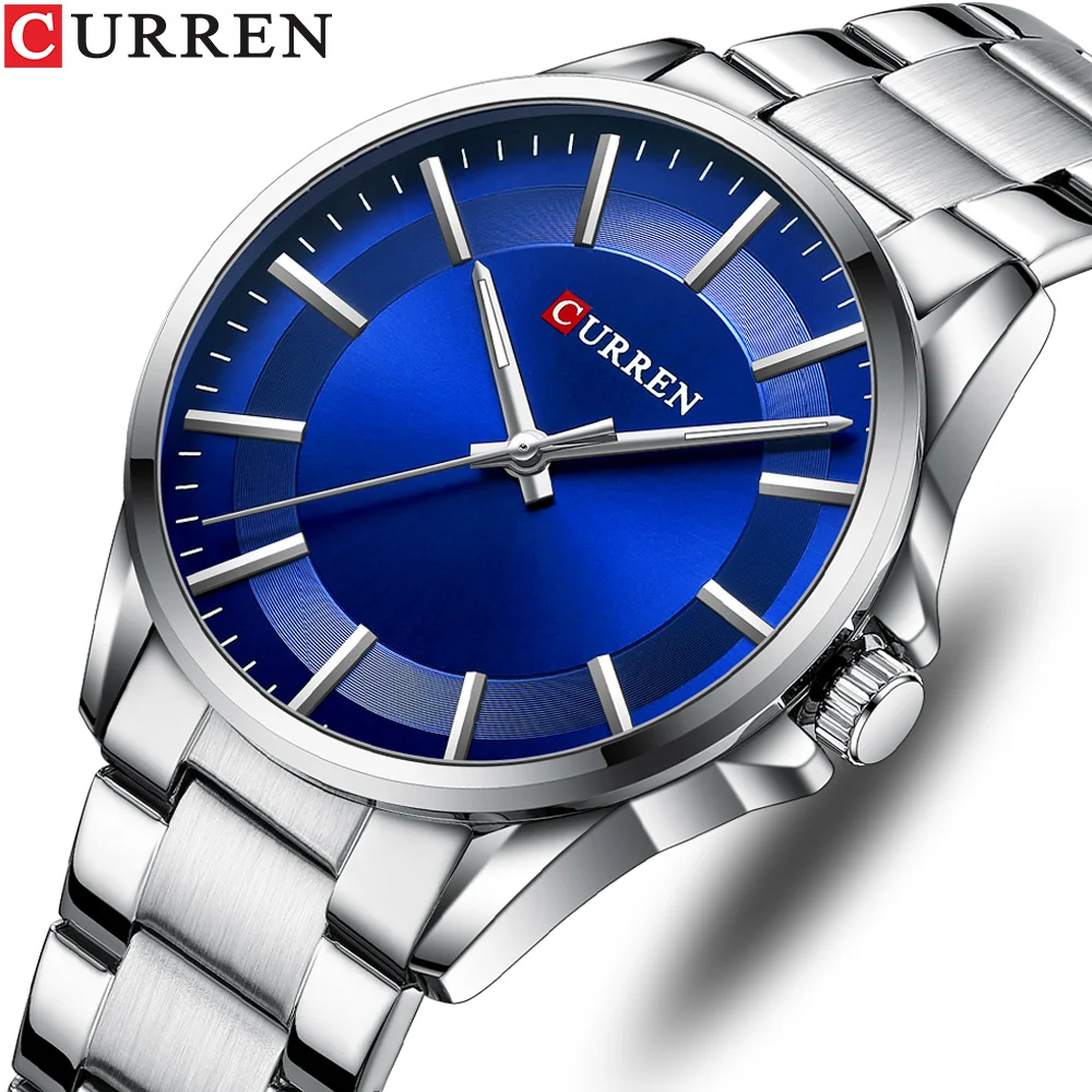 CURREN New Fashion Mens Sports Watches Luxury Stainless Steel Quartz Wrist Watch Luminous Clock Men Business Casual часы мужские