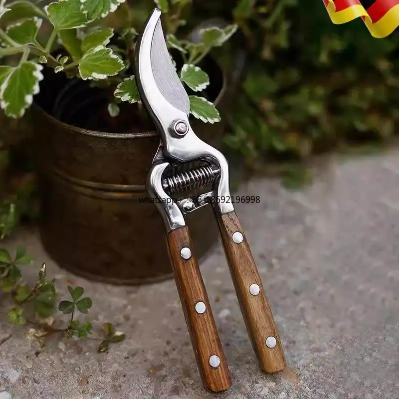 Imported Technology Fraxinus Mandarin Wooden Handle Pruning Flower Clippers Garden Fruit Tree Pruning Branch Pruning Scissors
