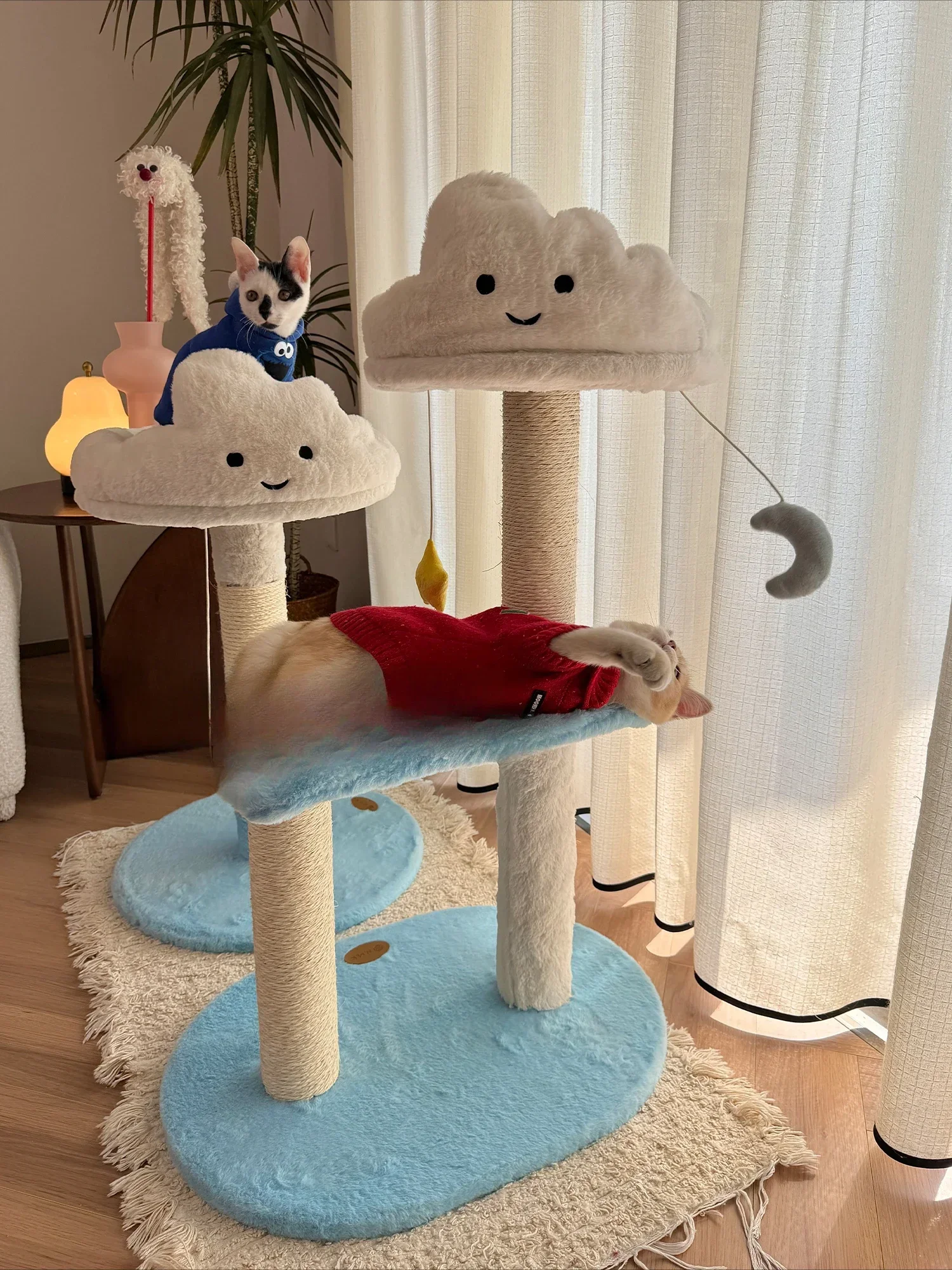 Cat climbing frame integrated U-shaped rest platform, catnip toy, cloud , scratch resistant cat pole