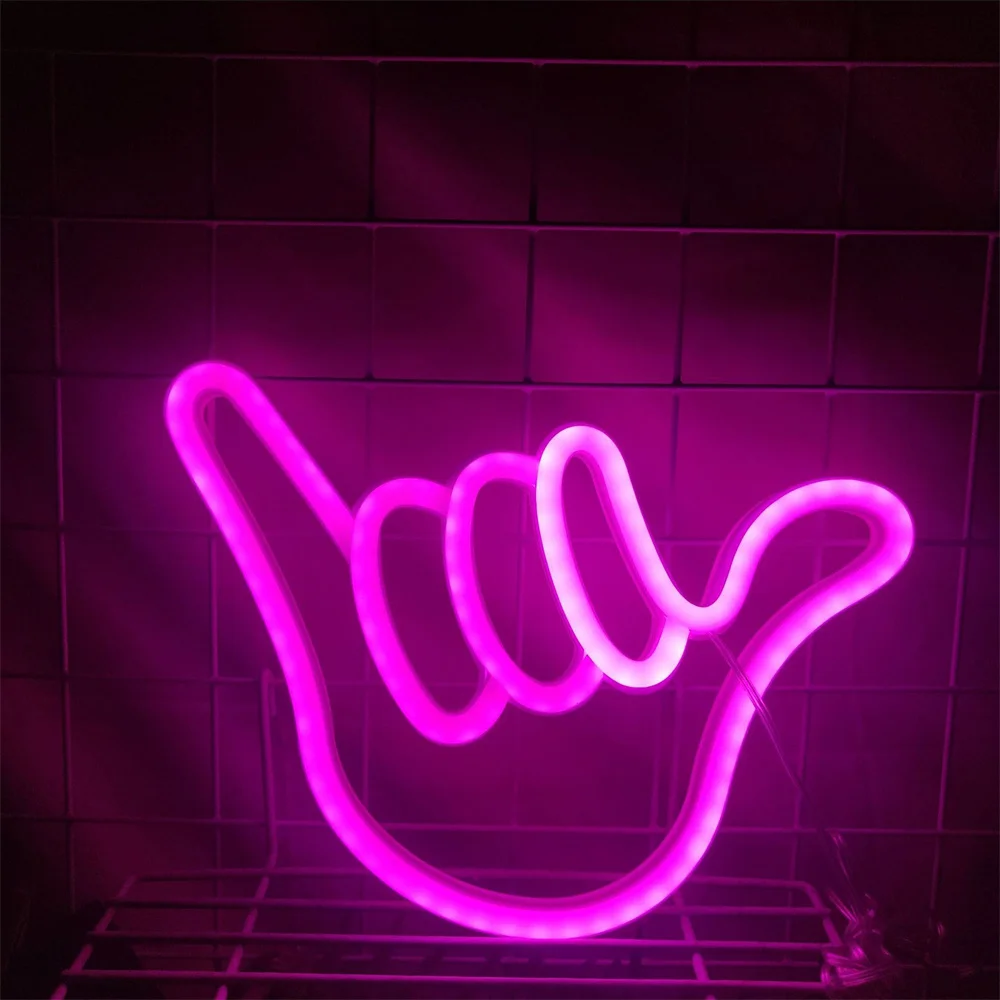 Led Neon Light Finger Shape Bedroom Neon Sign Night Lamp Bar Party Wall Art Neon Signboard Decorative Light Holiday Lighting