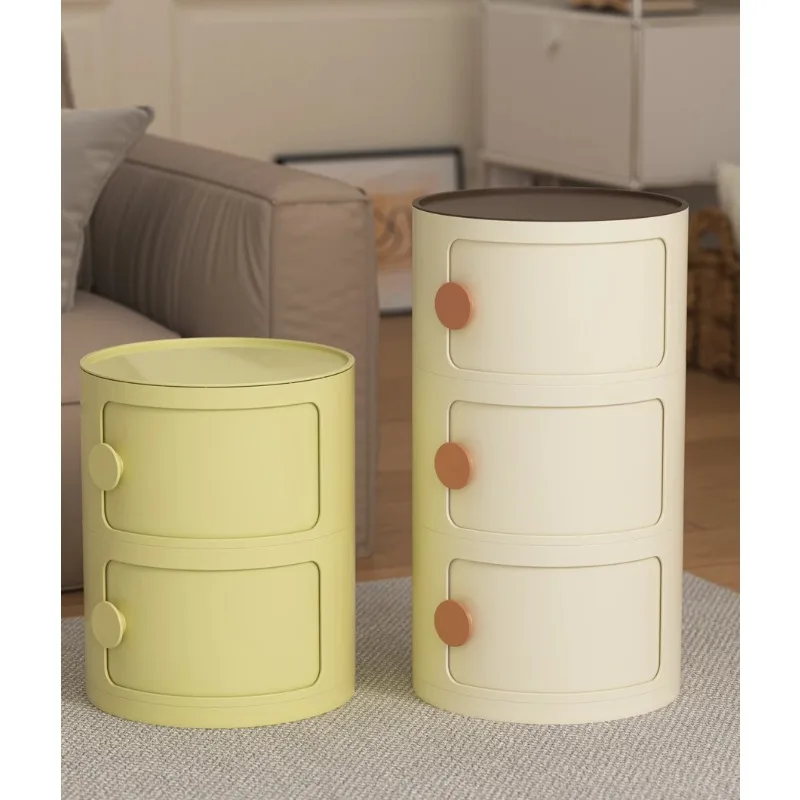

Medieval style bedroom combination bedside table colored dopamine cream wind belt handle children's room multi-layer storage cab