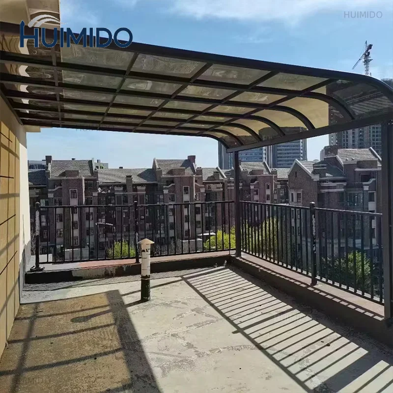 Polygonal Roof Aluminum Carport with Insulated Glass Freestanding Modern Canopy for Villa