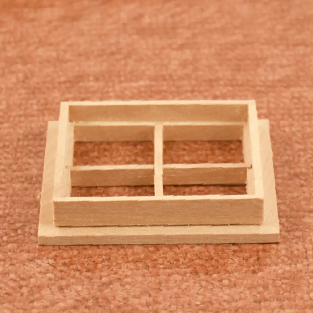 1:12 Dollhouse Mini Blank Door Model Wooden Window Frame Square Windows Can Be Opened Miniature For Doll House Furniture Toys