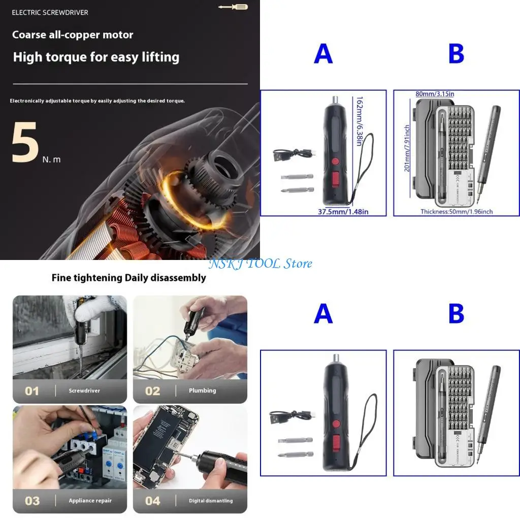 L8RC Screwdriver Set 46 in 1 Screwdriver 3.7V Power Screwdriver Bits Repair