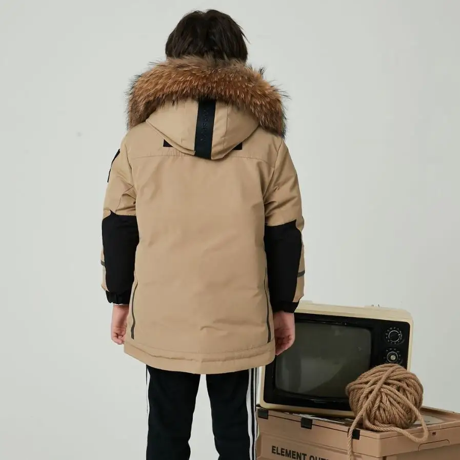 New Down Jacket Winter Real Fur Collar Thicker Jacket Children White Duck Down Fashion Parkas Boys Down Jacket Russia Wz1378