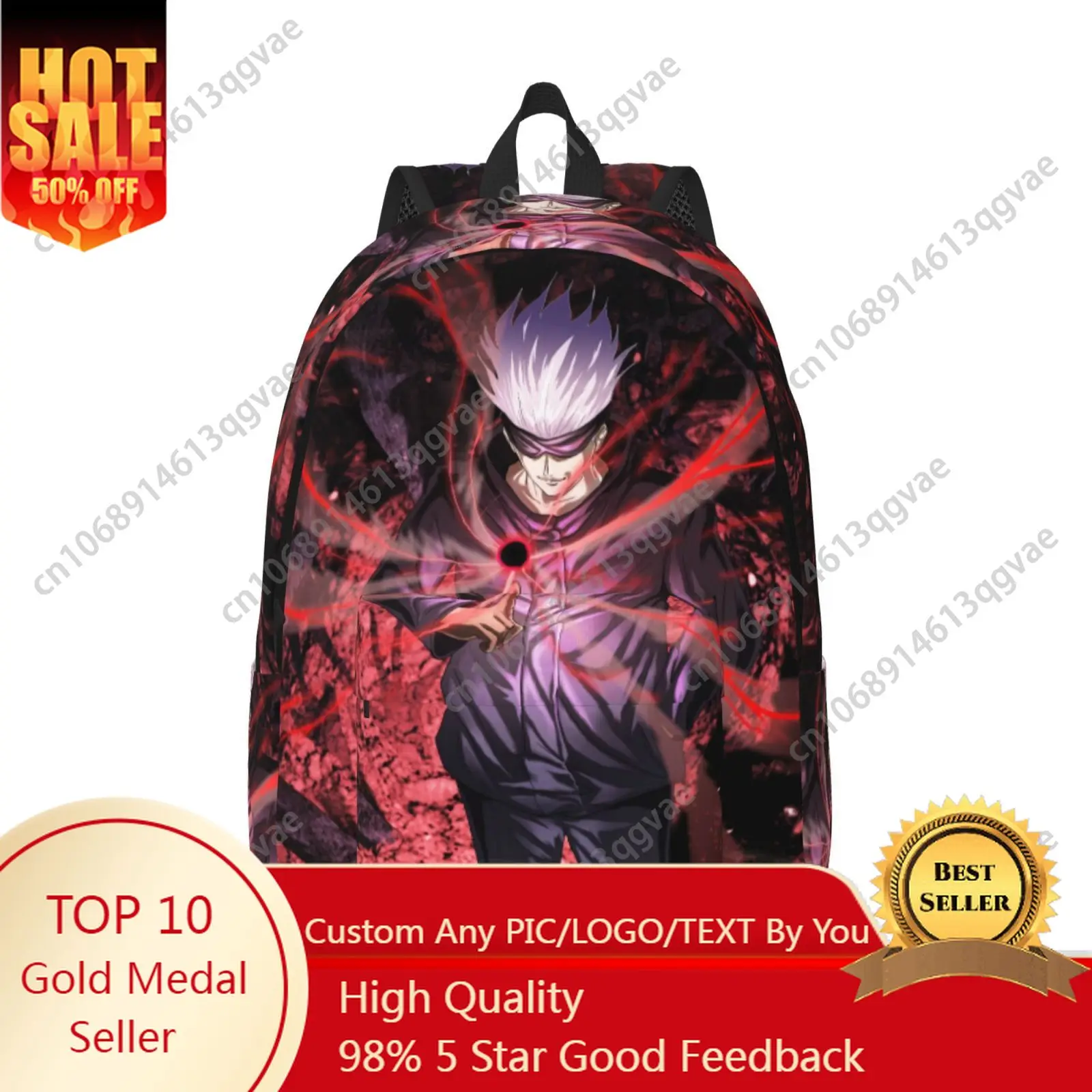 Hot Gojo Satoru Jujutsu Kaisen Custom Canvas Lightweight Backpack Fashion Durable Student Men Women Business Daypack