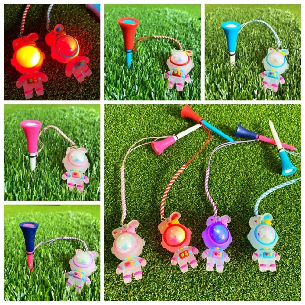 Cartoon Astronaut Golf Tee Flashing Light 8.3cm Golf Rubber Tees Dog Durable Golf Novelty Shape Tees Golf Enthusiasts