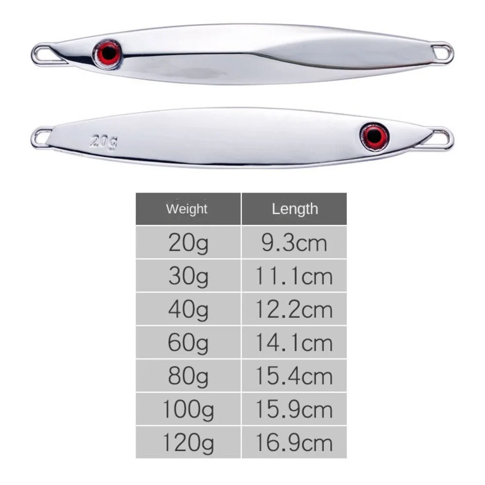 Accessories Zinc Alloy Fishing Lure 20g 30g 40g 60g 80g 100g 120g Silver Metal Jig Lure Spinning Baits Fishing - view 6