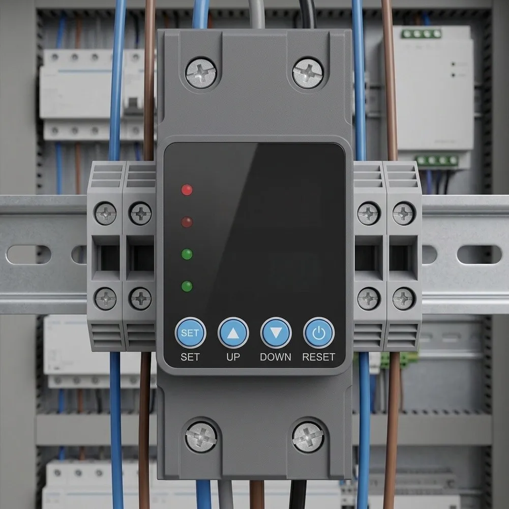 Overvoltage Protection Device Adjustable Voltage Protector Flame Retardant Pc Housing for triple Display Screen Circuit Breaker