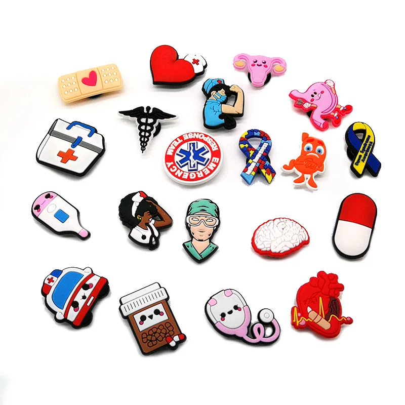 1pcs Medical Style PVC Shoe Charms Nurse Stethoscope Shoes Decorations Buckle Garden Sandal Accessories Ornaments