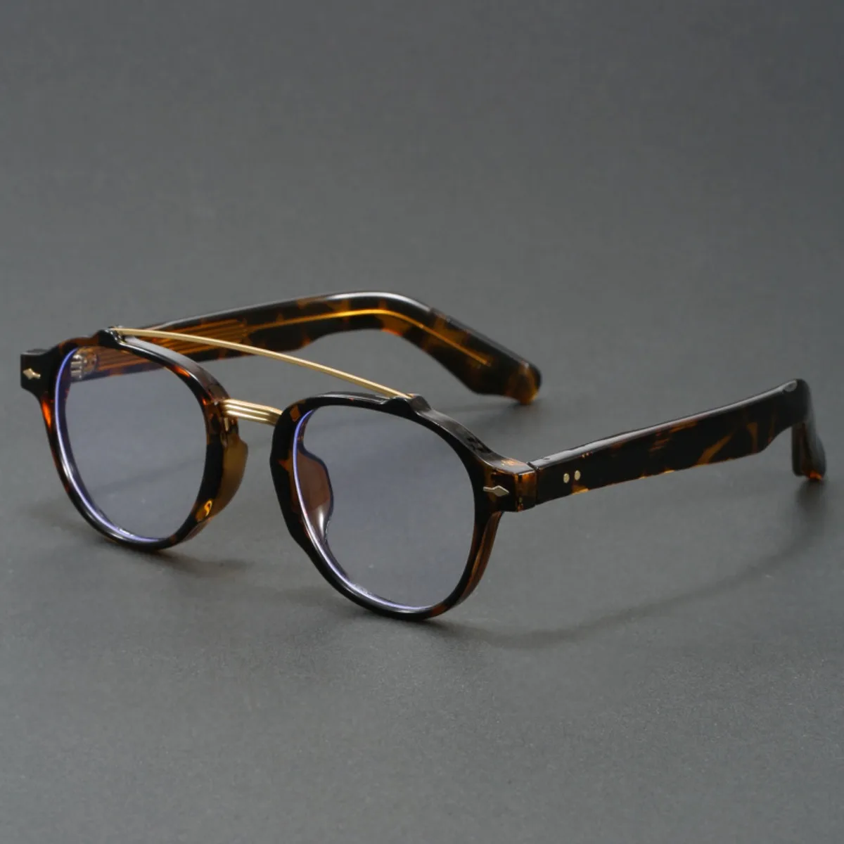 Designer-Nischenbrillengestell für Herren: Retro-Doppelsteg-Brille mit dickem, breitem Rahmen, modisch und künstlerisch, Vollrand-Brille für klare Sicht