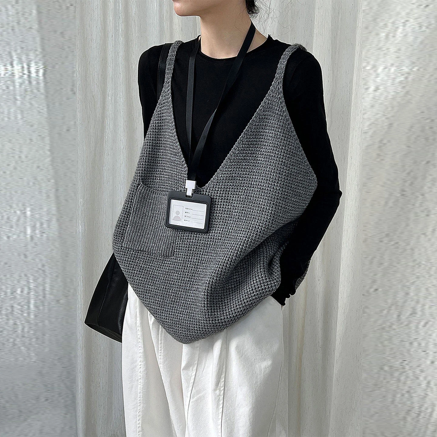 

Lazy slack sling vest women's short stacked wear with knitted vest sleeveless backless old money style top