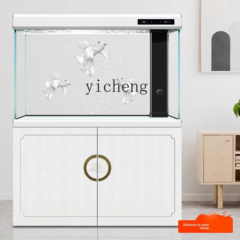

ZC fish tank new living room large bottom filter ultra-white aquarium intelligent ecological partition floor home