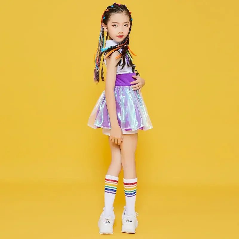 

Girl Jazz Dance Costume Children Street Hip hop modern Jazz dance Stage performance cheerleading Costume dreadlocks for Girls